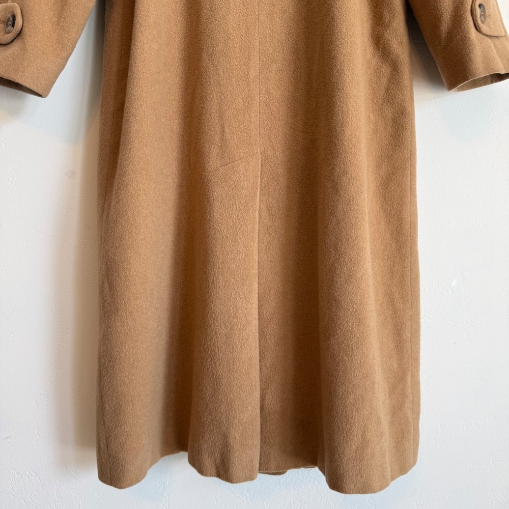 Vintage Fleurette 100% Camel Hair Coat Tan Longline ILGWU Nordstrom Minimalist L - Picture 8 of 16